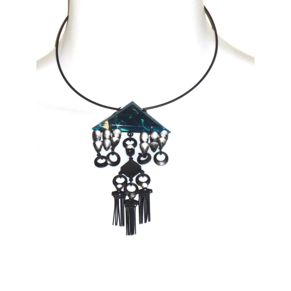 Dannijo WOmen's Metallic Blue white stone Traina Collar Necklace  NWT $795 Blue